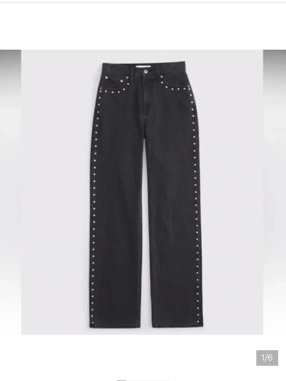 Ultra High Rise 90s Black Stud-Trim Straight Leg Jeans